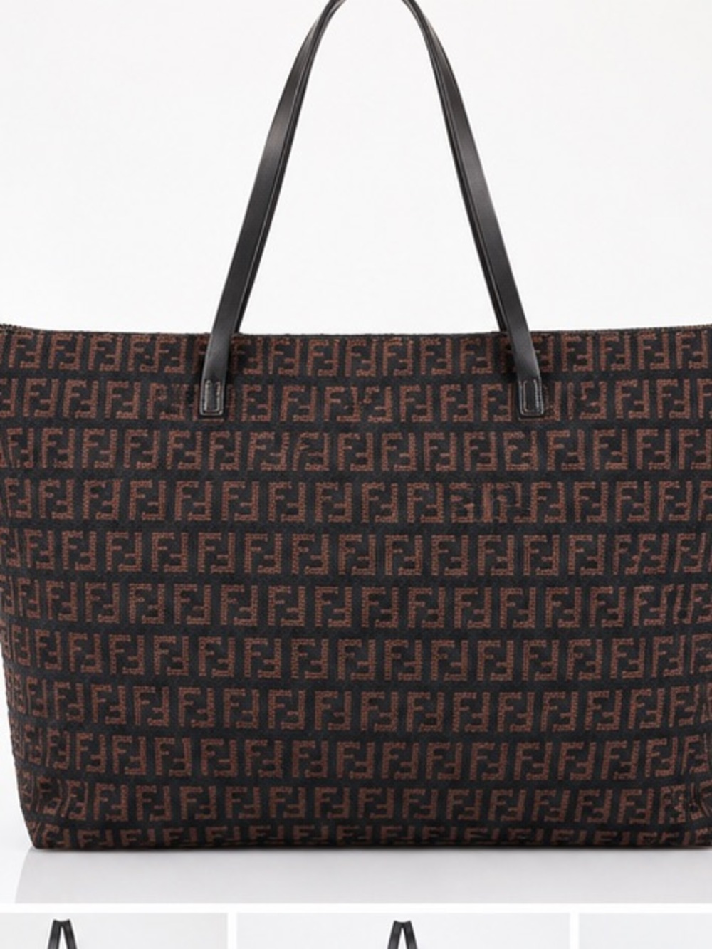 ntage Fendi Zucchino FF Velvet Monogram Tote Bag Brown Black
